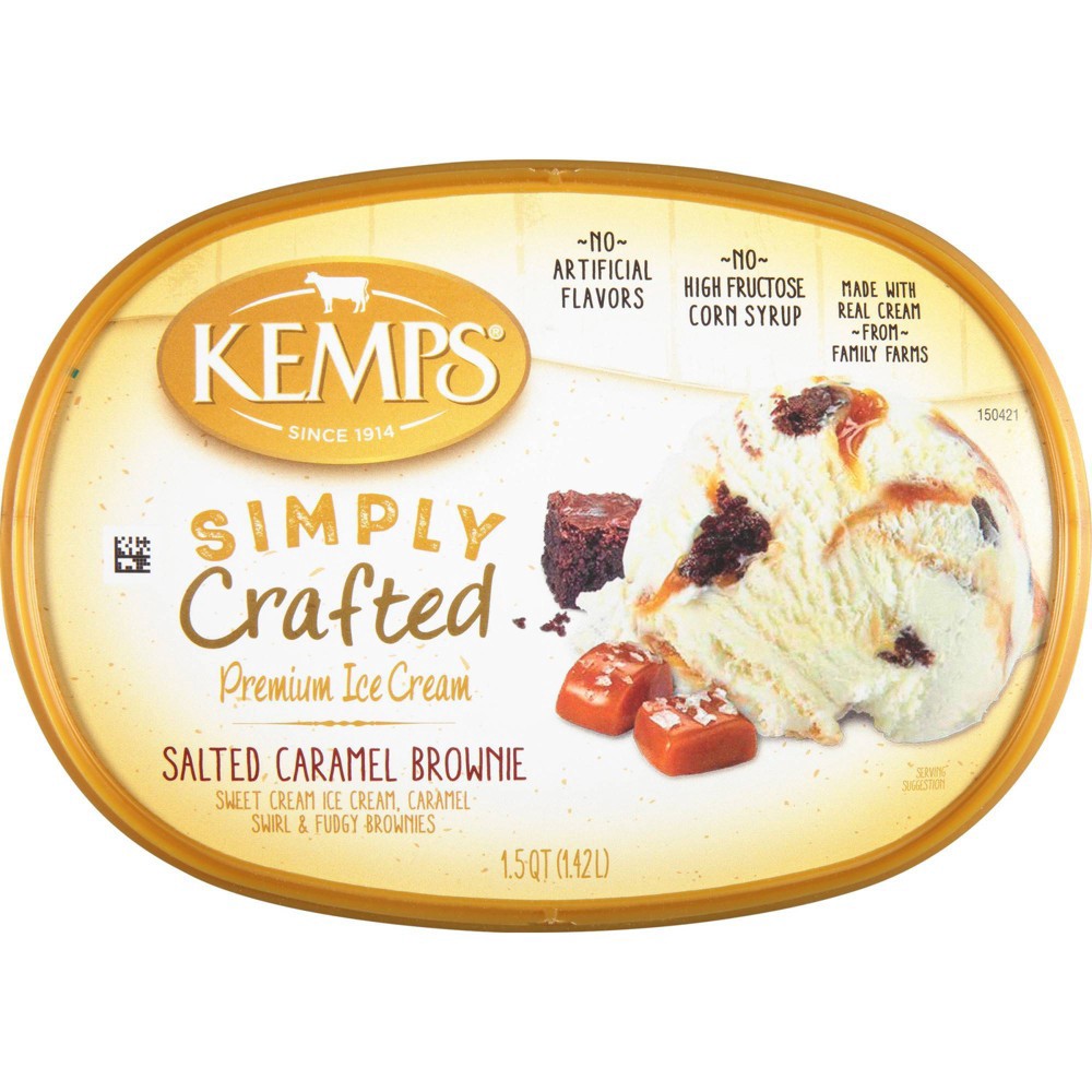 slide 4 of 5, Kemps Simply Crafted Salted Caramel Brownie Ice Cream - 48oz, 48 oz