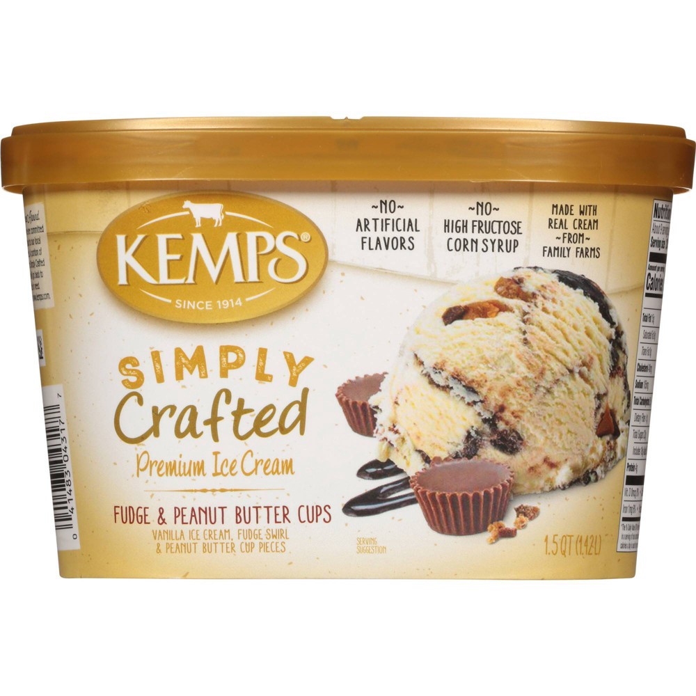 slide 2 of 5, Kemps Simply Crafted Fudge N Peanut Butter Cups Ice Cream - 48oz, 48 oz