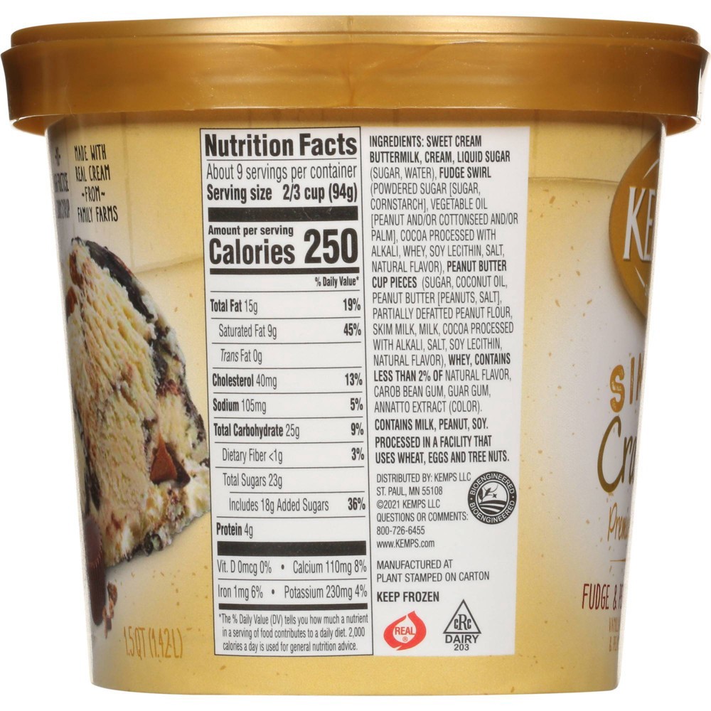 slide 4 of 5, Kemps Simply Crafted Fudge N Peanut Butter Cups Ice Cream - 48oz, 48 oz