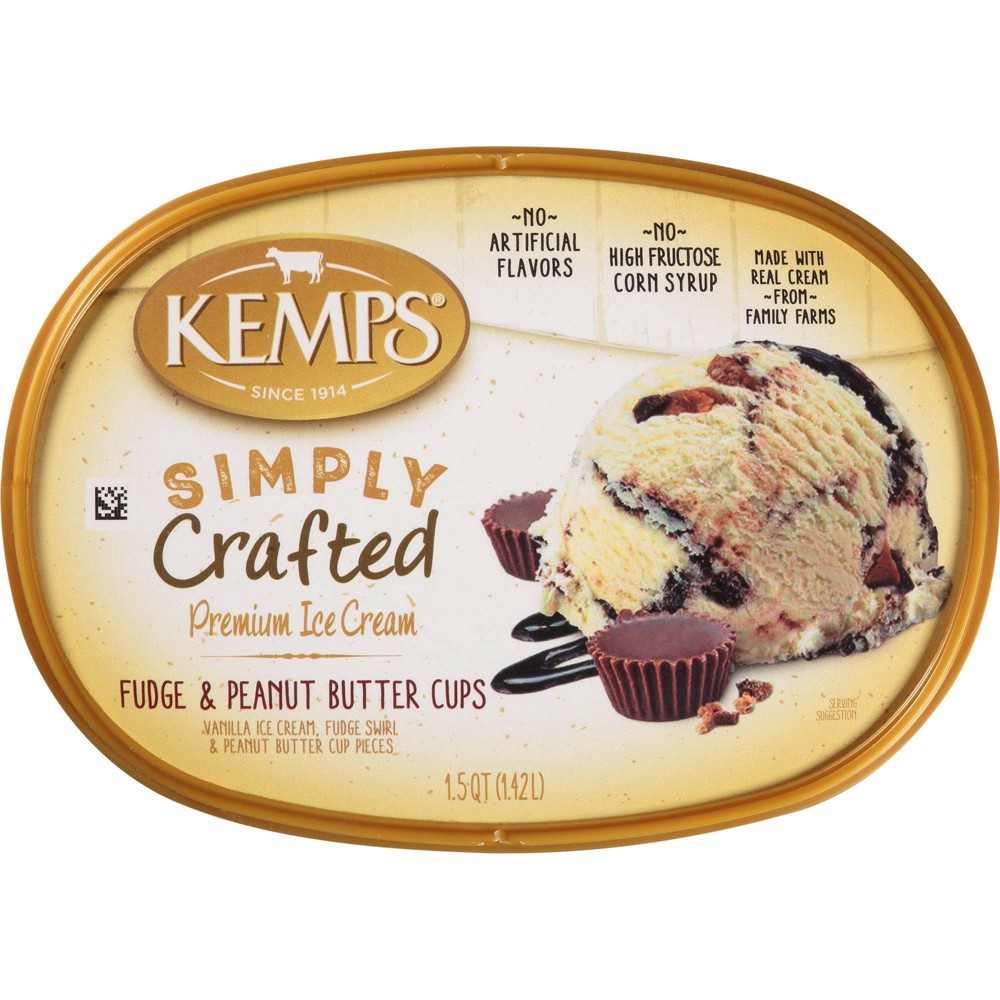 slide 3 of 5, Kemps Simply Crafted Fudge N Peanut Butter Cups Ice Cream - 48oz, 48 oz