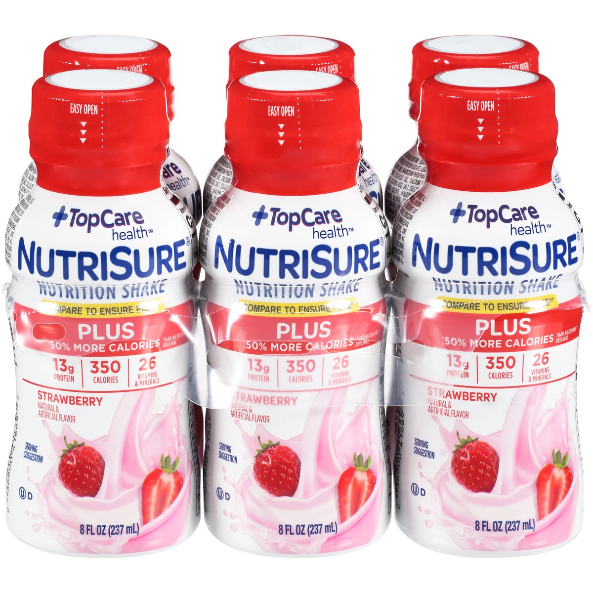 slide 1 of 13, TopCare Health Plus Protein Strawberry Nutrition Shake 6 ea, 6 ct