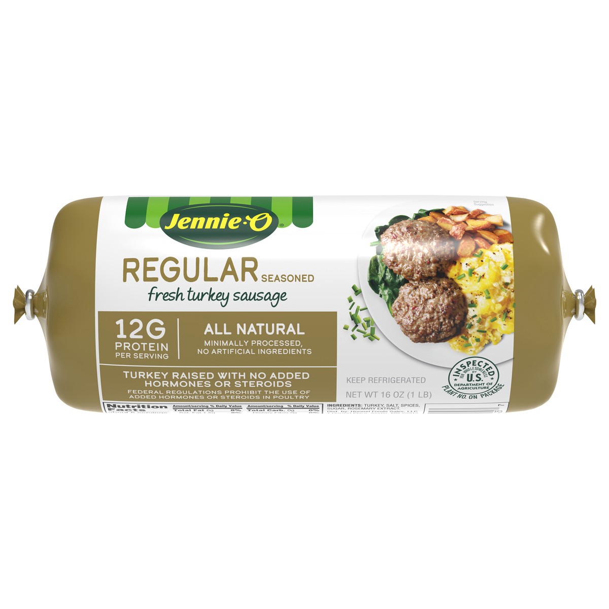 slide 1 of 5, Jennie-O Regular Seasoned Turkey Sausage, 16 oz