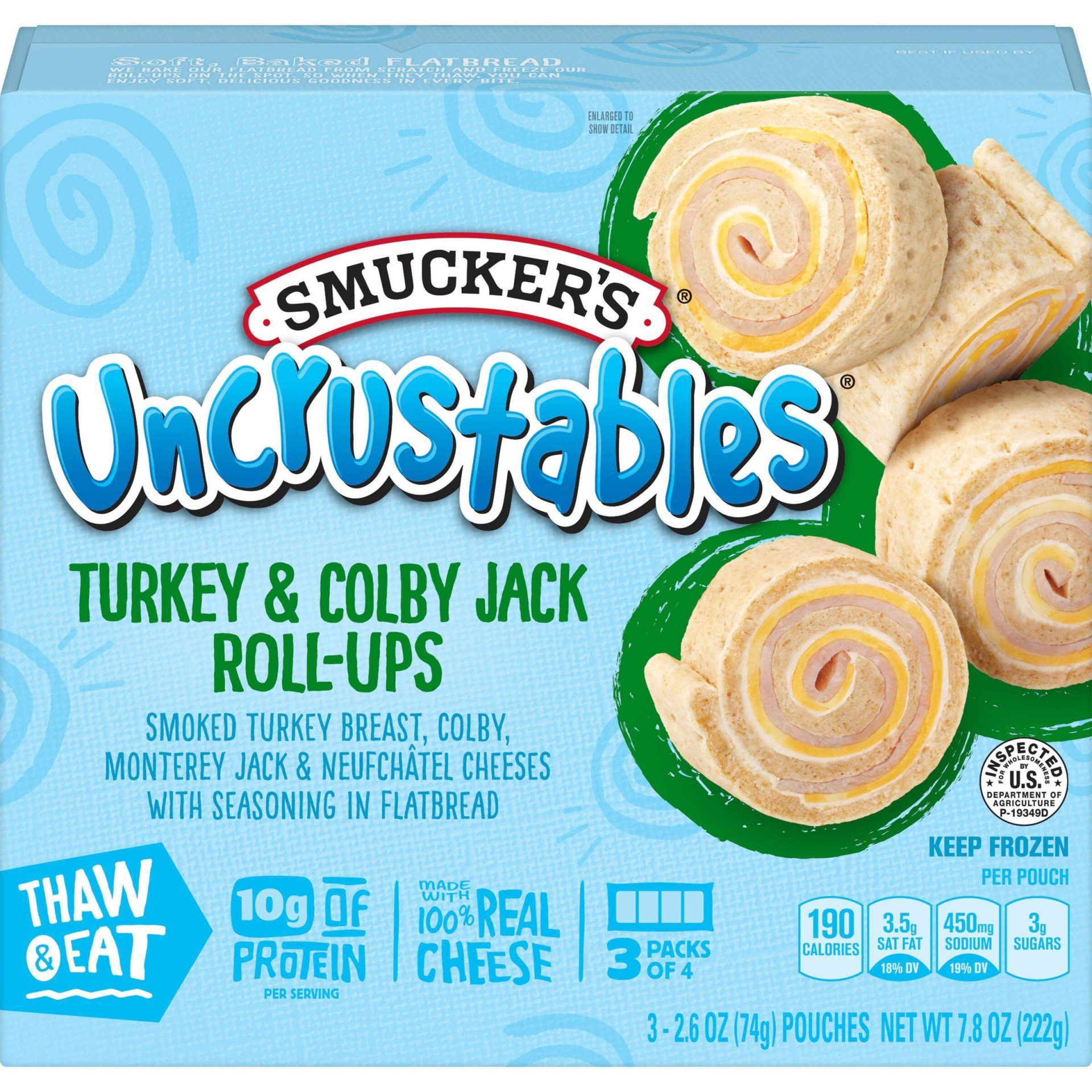 slide 1 of 1, Smucker's Frozen Uncrustables Turkey & Colby Jack Roll-Ups - 7.8oz/3ct, 7.8 oz, 3 ct