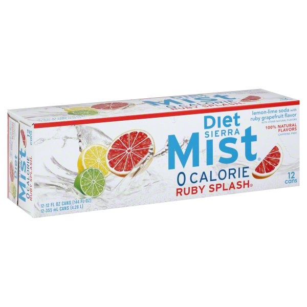 slide 1 of 1, Sierra Mist Soda, Ruby Splash, Diet - 12 oz, 12 oz