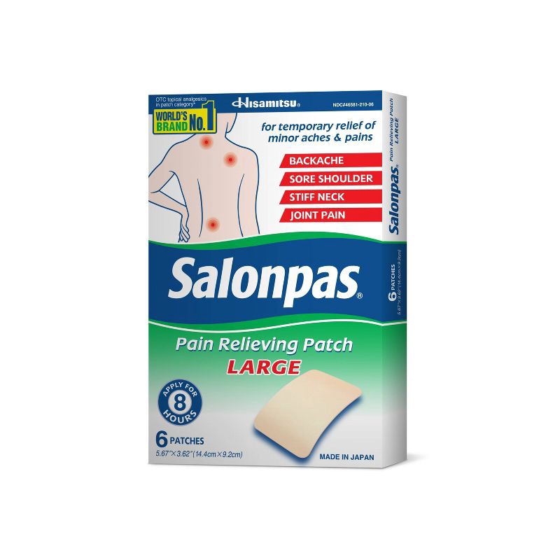 slide 1 of 6, Salonpas Large Size Pain Relieving Patch - 8 Hour Pain Relief - 6ct, 6 ct