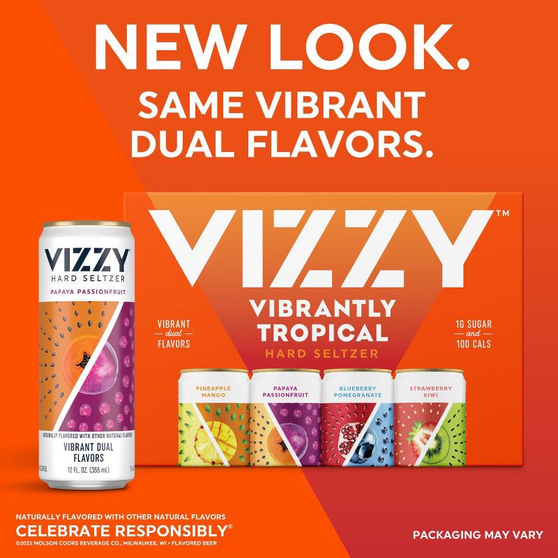 slide 4 of 8, Vizzy Hard Seltzer Vibrantly Tropical Variety Pack - 12pk/12 fl oz Slim Cans, 12 ct; 12 fl oz