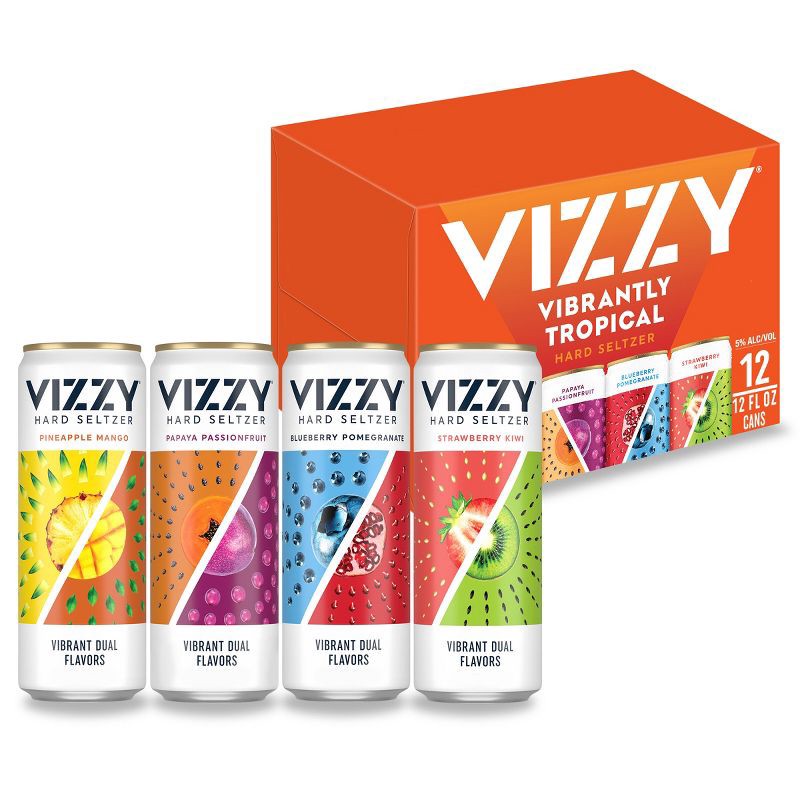 slide 1 of 8, Vizzy Hard Seltzer Vibrantly Tropical Variety Pack - 12pk/12 fl oz Slim Cans, 12 ct; 12 fl oz