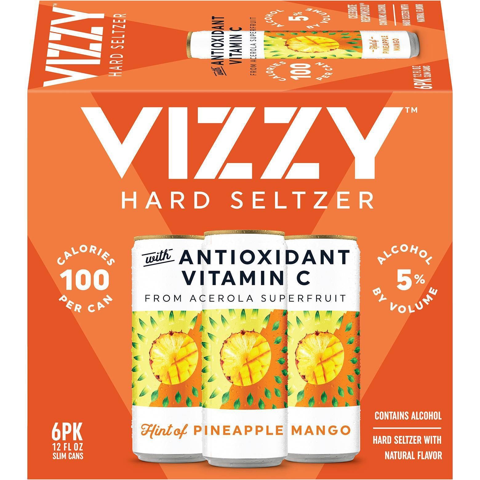 slide 1 of 3, Vizzy Pineapple Mango Hard Seltzer , 6 ct; 12 fl oz