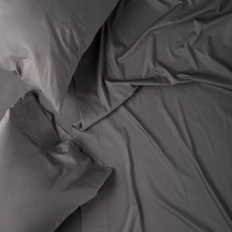 slide 3 of 4, Standard 300 Thread Count Temperature Regulating Solid Pillowcase Set Dark Gray - Casaluna™: Cooling Satin Weave, OEKO-TEX Certified, 1 ct