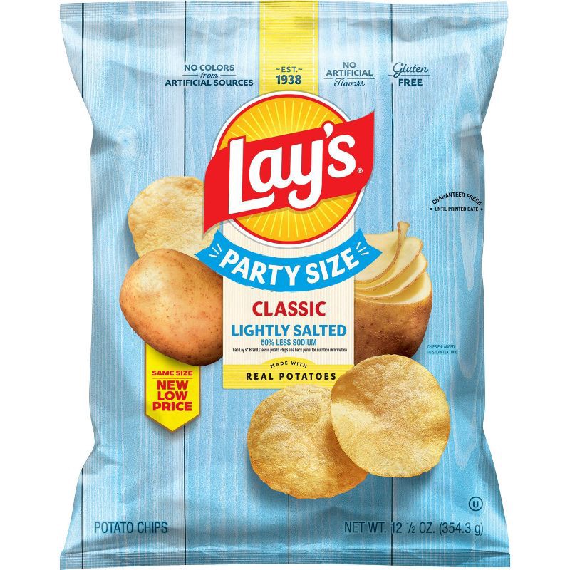 slide 1 of 8, Lay's Lightly Salted Party Size Potato Chips- 12.5oz, 12.5 oz