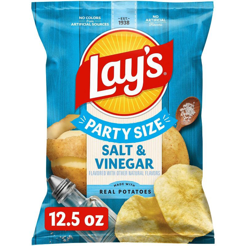 slide 1 of 7, Lay's Salt and Vinegar Party Size Potato Chips - 12.5oz, 12.5 oz