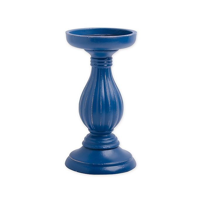 slide 1 of 1, Heritage Home Blue Wooden Candle Holder, 12 in