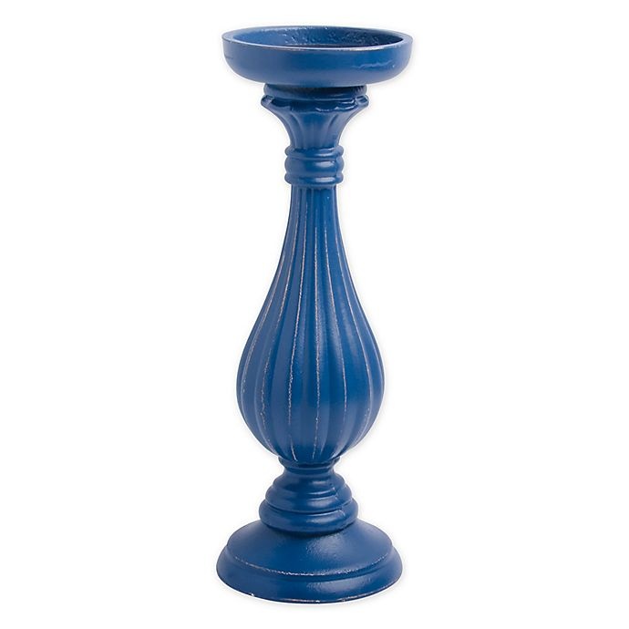 slide 1 of 1, Heritage Home Blue Wooden Candle Holder, 15 in