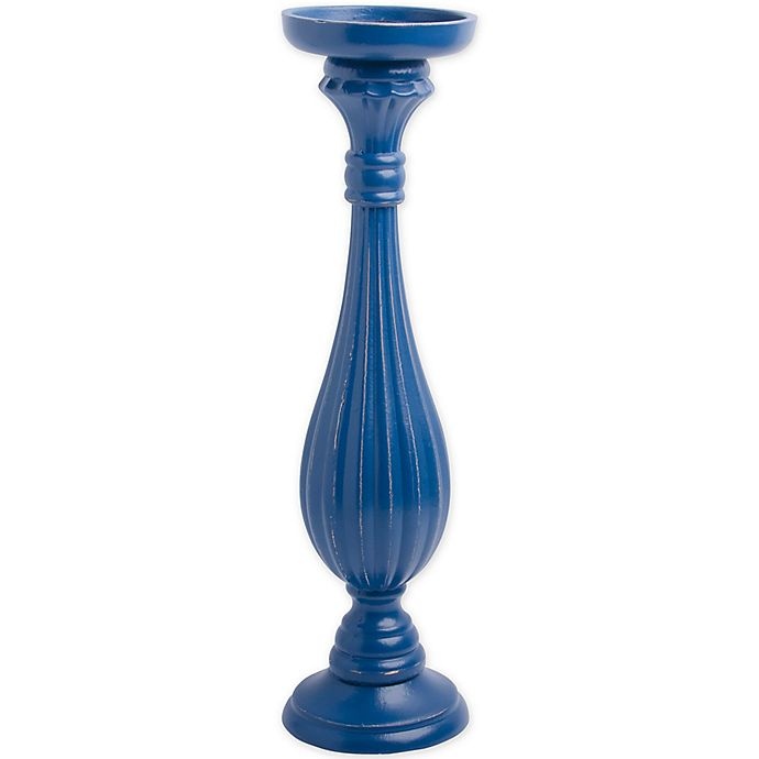 slide 1 of 1, Heritage Home Blue Wooden Candle Holder, 18 in