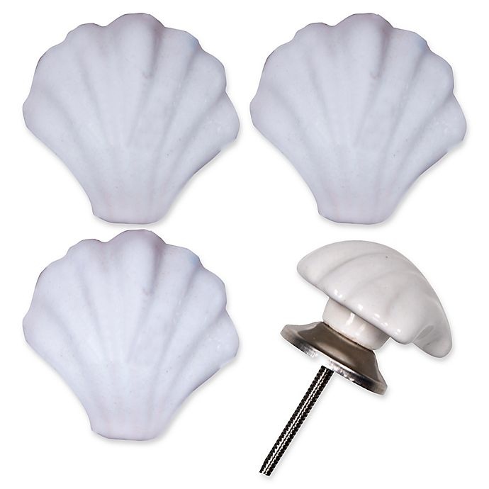 slide 1 of 1, Home Essentials Fan Shell Drawer Pulls - White, 4 ct