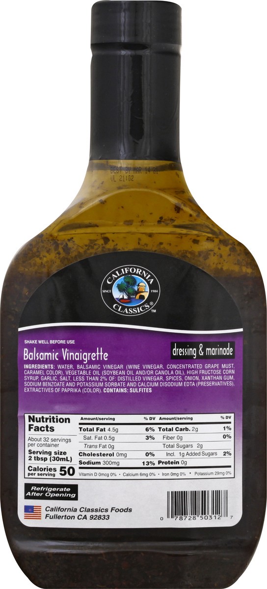 slide 6 of 13, California Classics Balsamic Vinaigrette Dressing & Marinade 32 oz, 32 oz