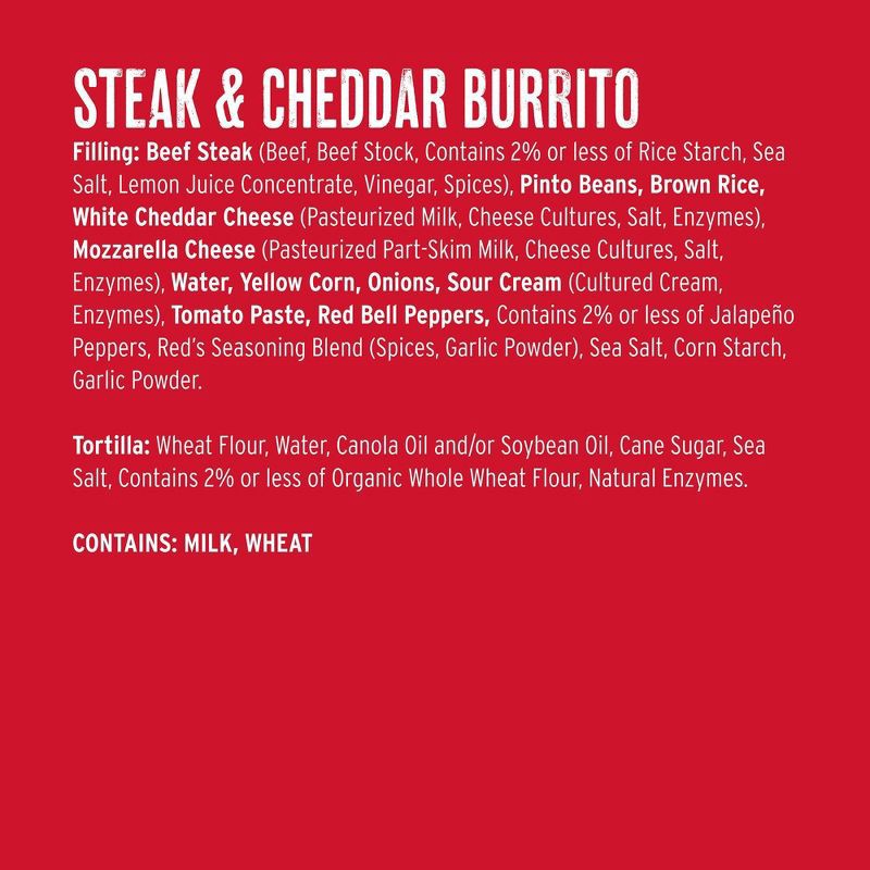 slide 12 of 14, Red's All Natural Red's Frozen Steak & Cheese Burrito - 5oz, 5 oz