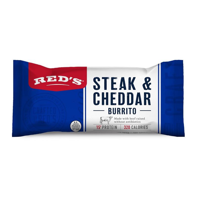 slide 1 of 14, Red's All Natural Red's Frozen Steak & Cheese Burrito - 5oz, 5 oz