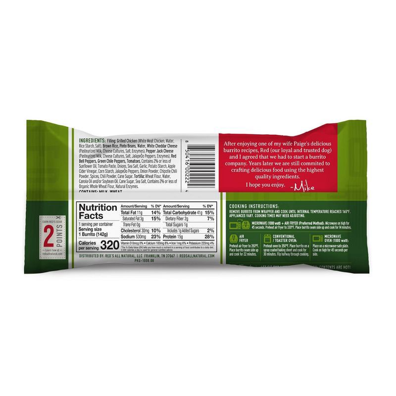 slide 2 of 14, Red's All Natural Red's Frozen Chicken & Cheese Burrito - 5oz, 5 oz
