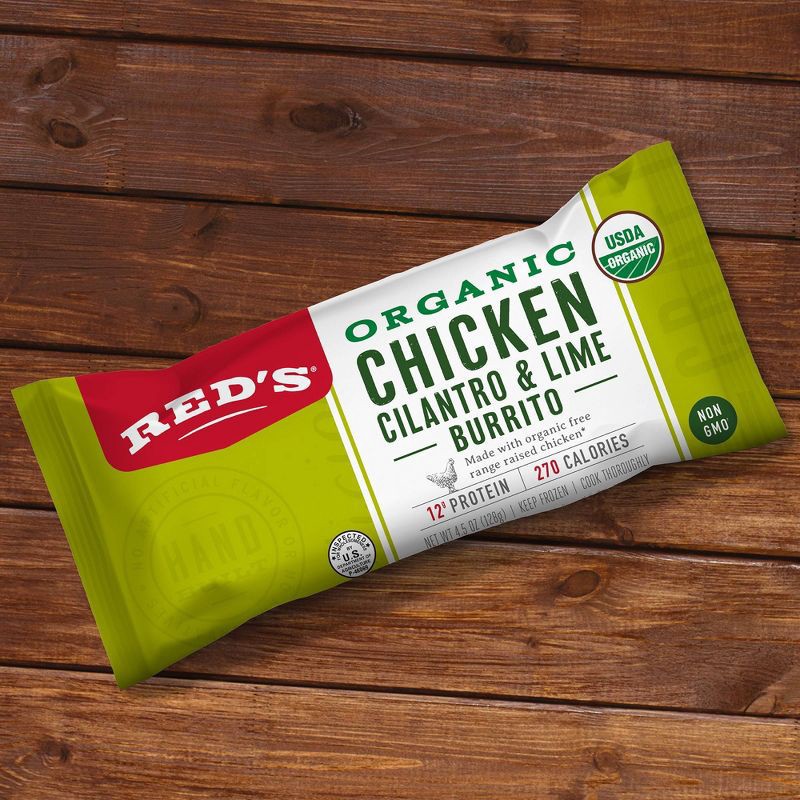 slide 3 of 14, Red's All Natural Red's Frozen Organic Chicken, Cilantro & Lime Burrito - 4.5oz, 4.5 oz