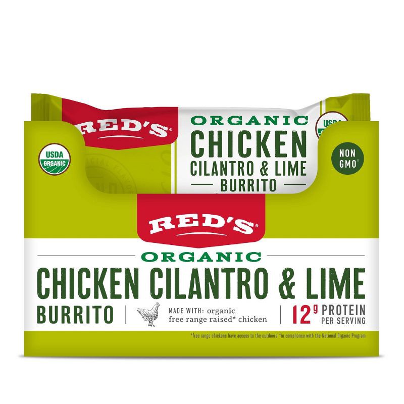 slide 3 of 4, Red's All Natural Red's Organic Chicken, Cilantro & Lime Frozen Burrito - 4.5oz, 4.5 oz