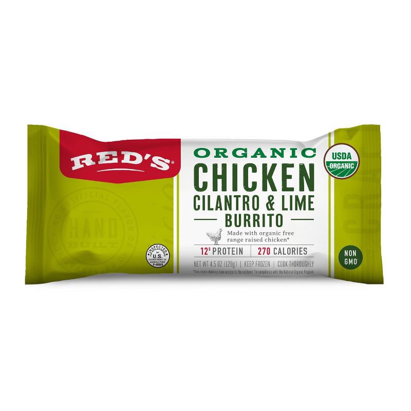 slide 1 of 4, Red's All Natural Red's Organic Chicken, Cilantro & Lime Frozen Burrito - 4.5oz, 4.5 oz