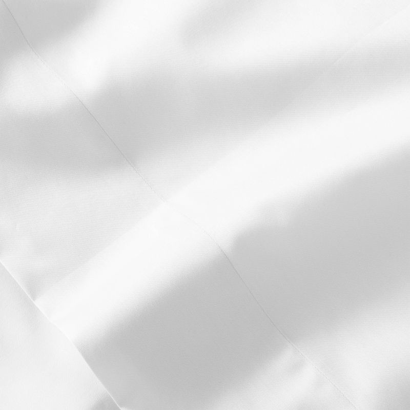 slide 4 of 4, Queen 300 Thread Count Temperature Regulating Solid Sheet Set White - Casaluna™: Cooling Cotton-Polyester Blend, Satin Weave, OEKO-TEX Certified, 1 ct