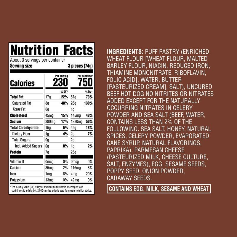 slide 4 of 4, Frozen Parmesan Pastry Wrapped Mini Uncured Beef Hot Dogs - 8.7oz/10ct - Good & Gather™, 8.7 oz, 10 ct