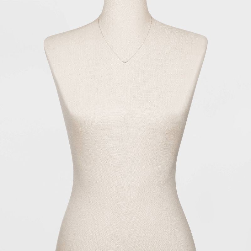 slide 2 of 2, Sterling Silver with Cubic Zirconia Curved Bar Station Chain Necklace - A New Day™ Silver, 1 ct