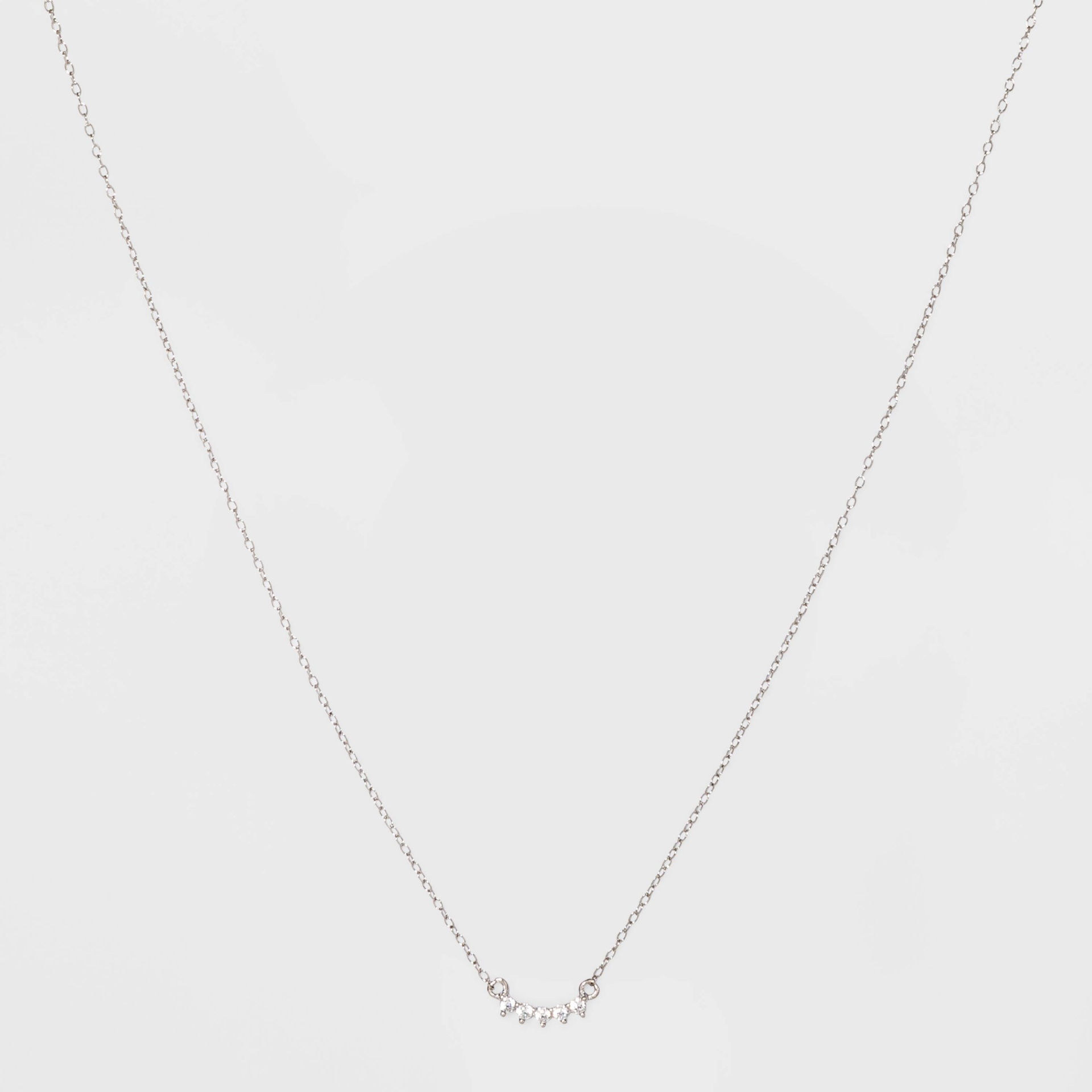 slide 1 of 2, Sterling Silver with Cubic Zirconia Curved Bar Station Chain Necklace - A New Day Silver, 1 ct