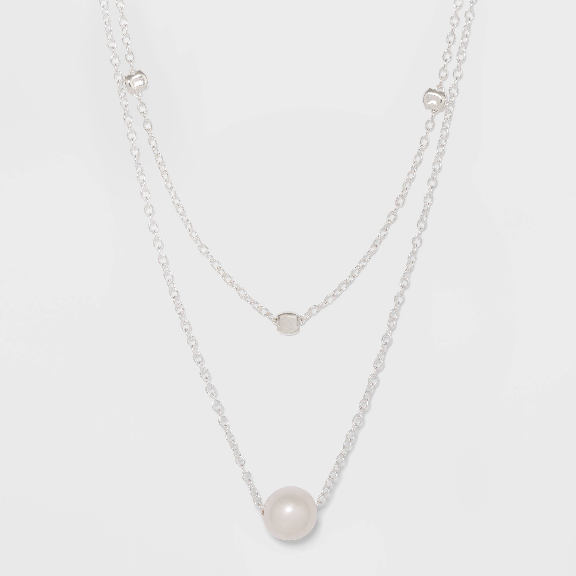 slide 1 of 5, Sterling Silver with Freshwater Pearl Duo Necklace Set - A New Day Silver, 1 ct