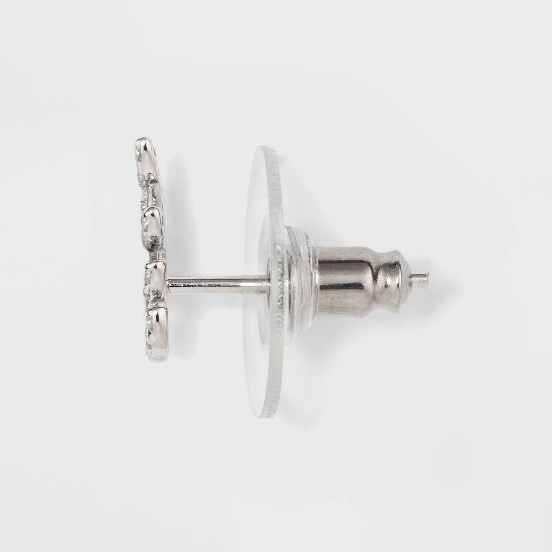 slide 2 of 2, Sterling Silver Cubic Zirconia Leaf, Crawler and Teardrop Stud Earring Set 3pc - A New Day™ Silver: Nickel-Free, Polished Finish, 3 ct