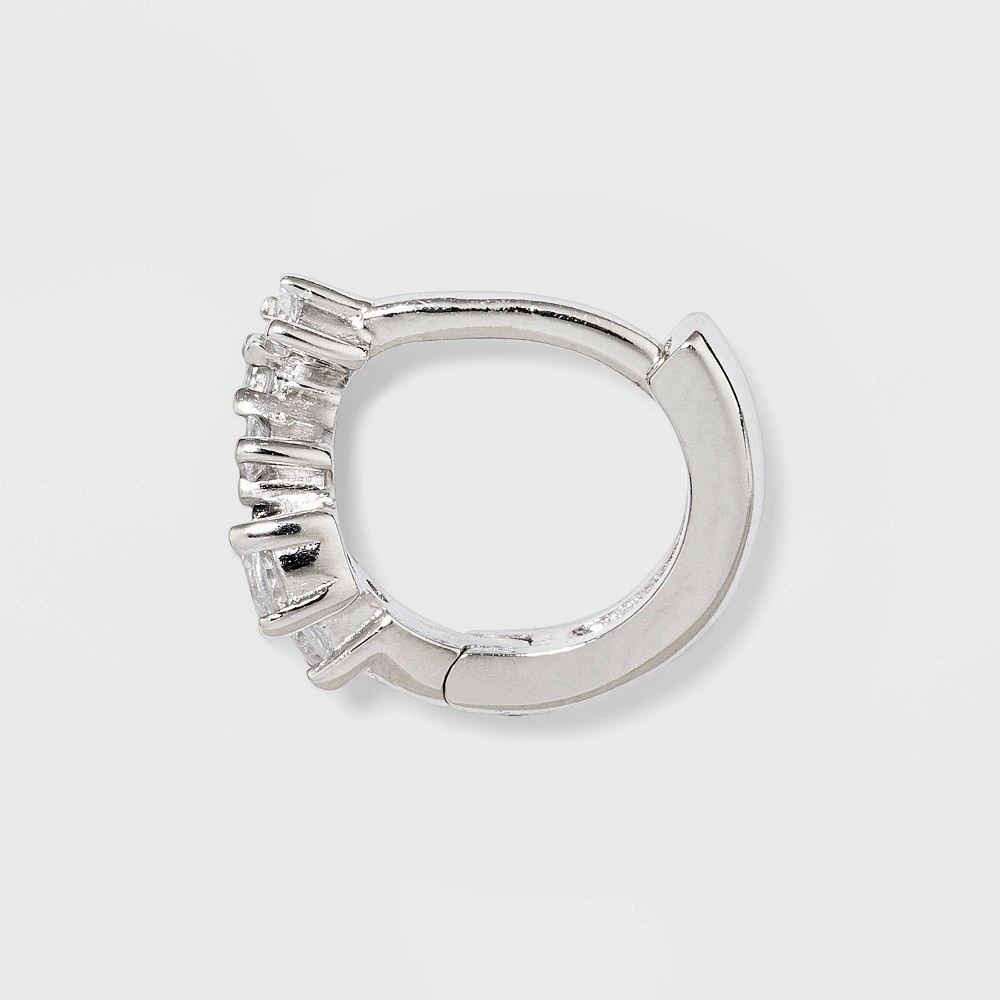 slide 2 of 2, Sterling Silver Cubic Zirconia Cluster Huggie Hoop Earrings - A New Day Silver, 1 ct