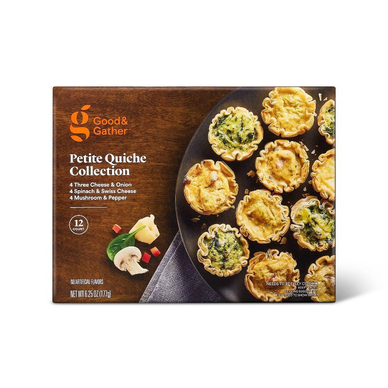 slide 1 of 3, Frozen Petite Quiche Collection - 6.25oz/12ct - Good & Gather™, 12 ct; 6.25 oz