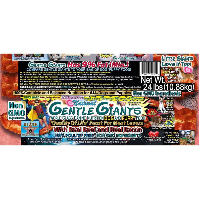 slide 5 of 9, Gentle Giants with Real Beef & Real Bacon Complete & Balanced Dry Dog Food - 24lbs, 24 lb