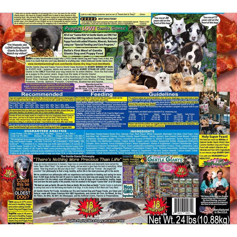 slide 7 of 9, Gentle Giants with Real Beef & Real Bacon Complete & Balanced Dry Dog Food - 24lbs, 24 lb