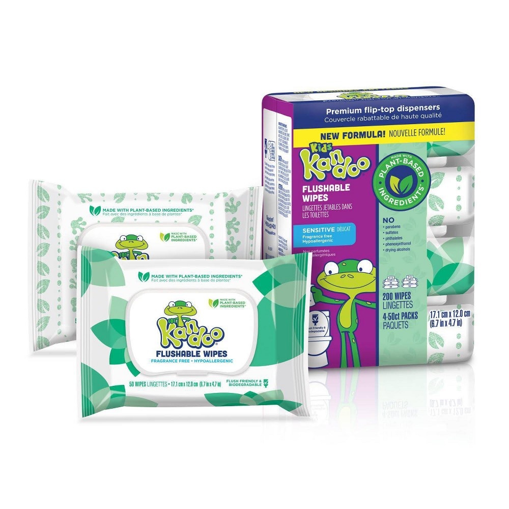 slide 5 of 8, Kandoo Flushable Wipes with Flip Top - 200ct, 200 ct