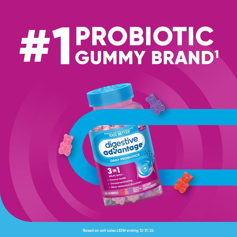 slide 2 of 10, Digestive Advantage Probiotic Gummies - Superfruit Blend - 90ct, 90 ct