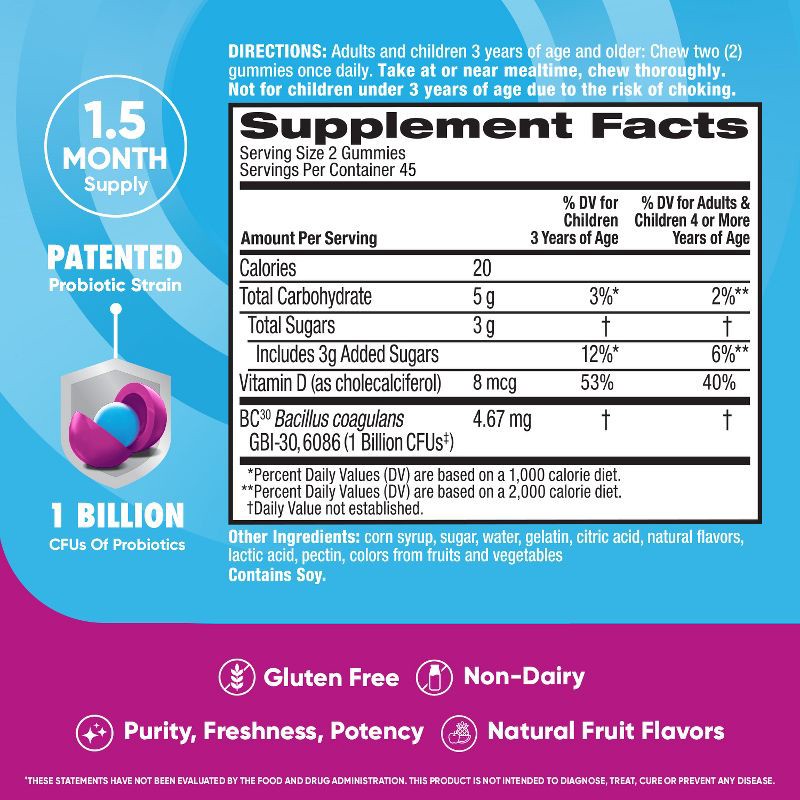 slide 3 of 9, Digestive Advantage Probiotic Gummies - Superfruit Blend - 90ct, 90 ct