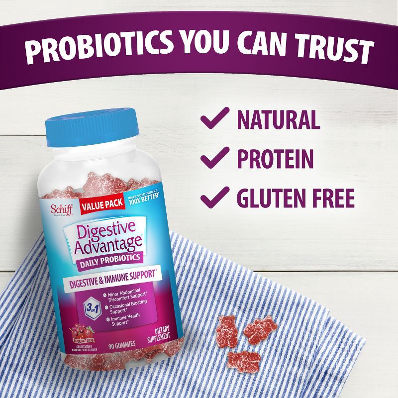 slide 4 of 9, Digestive Advantage Probiotic Gummies - Superfruit Blend - 90ct, 90 ct