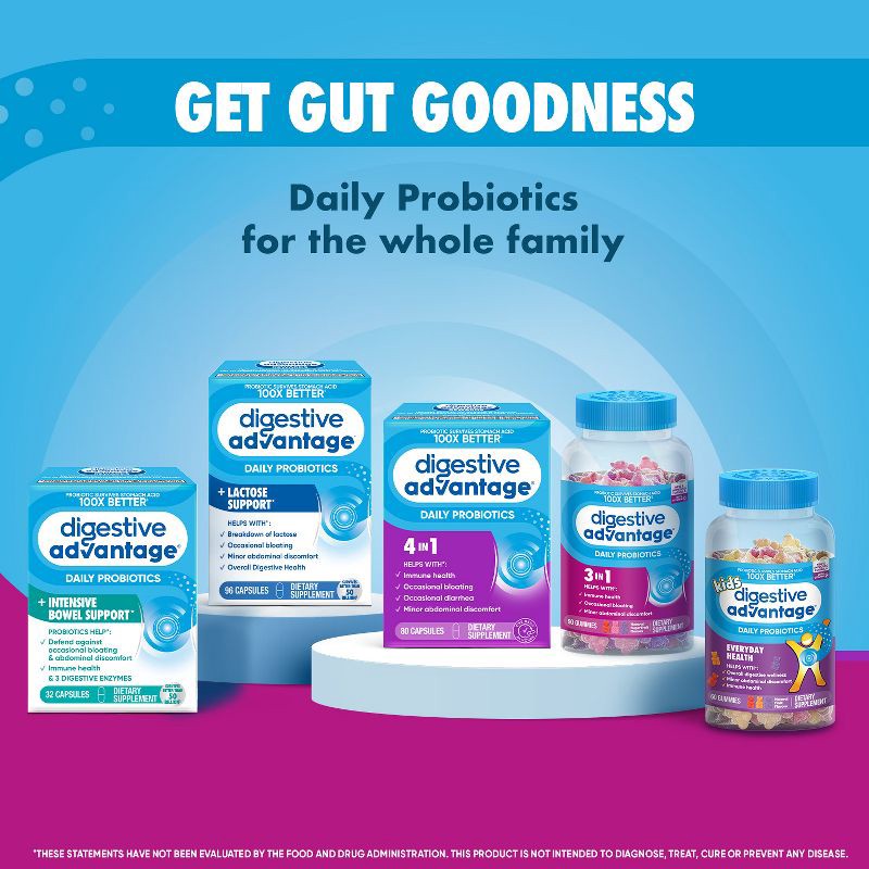 slide 6 of 10, Digestive Advantage Probiotic Gummies - Superfruit Blend - 90ct, 90 ct