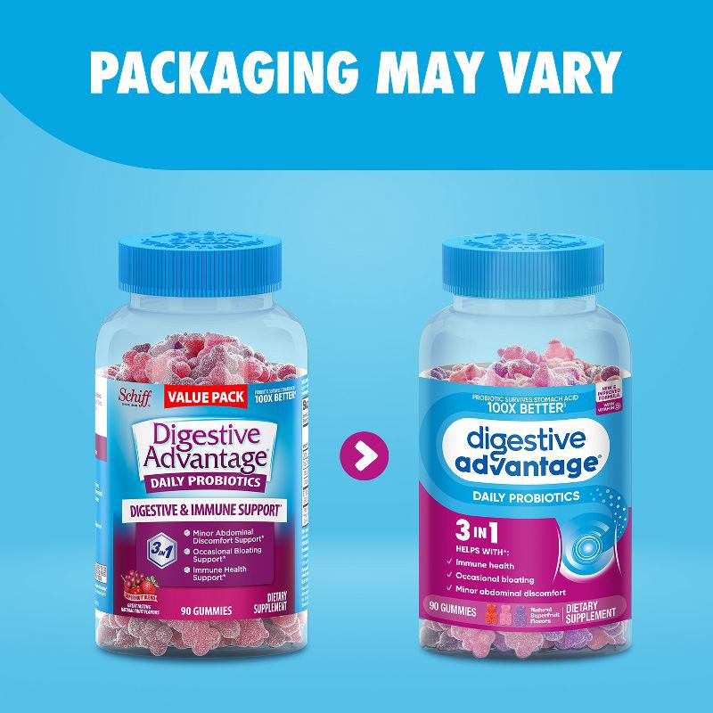 slide 8 of 10, Digestive Advantage Probiotic Gummies - Superfruit Blend - 90ct, 90 ct