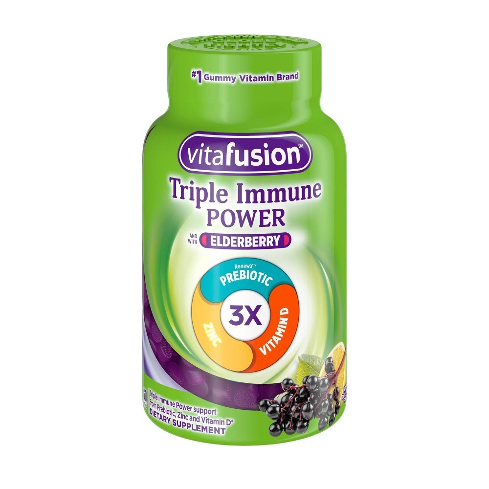 slide 10 of 10, Vitafusion Triple Immune Power Elderberry Supplement Gummies, 50mg, 60 ct