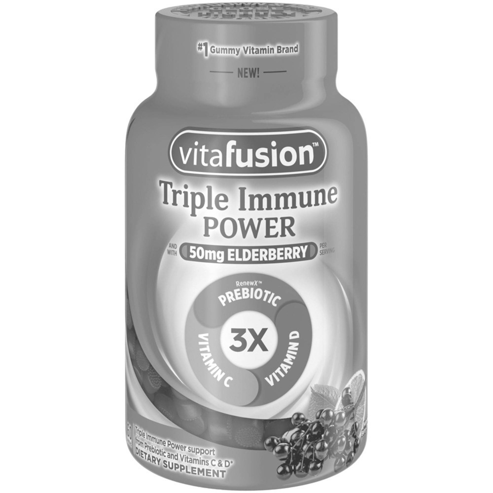 slide 2 of 10, Vitafusion Triple Immune Power Elderberry Supplement Gummies, 50mg, 60 ct