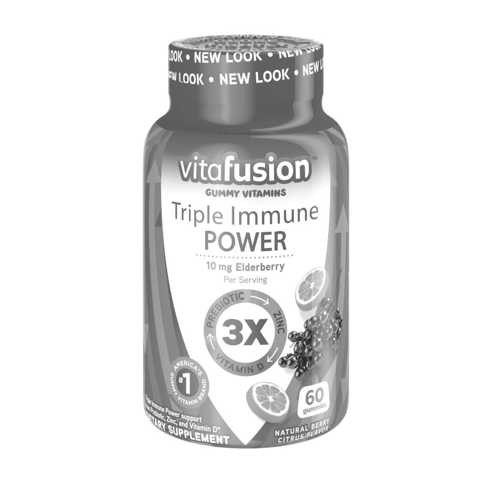 slide 4 of 10, Vitafusion Triple Immune Power Elderberry Supplement Gummies, 50mg, 60 ct