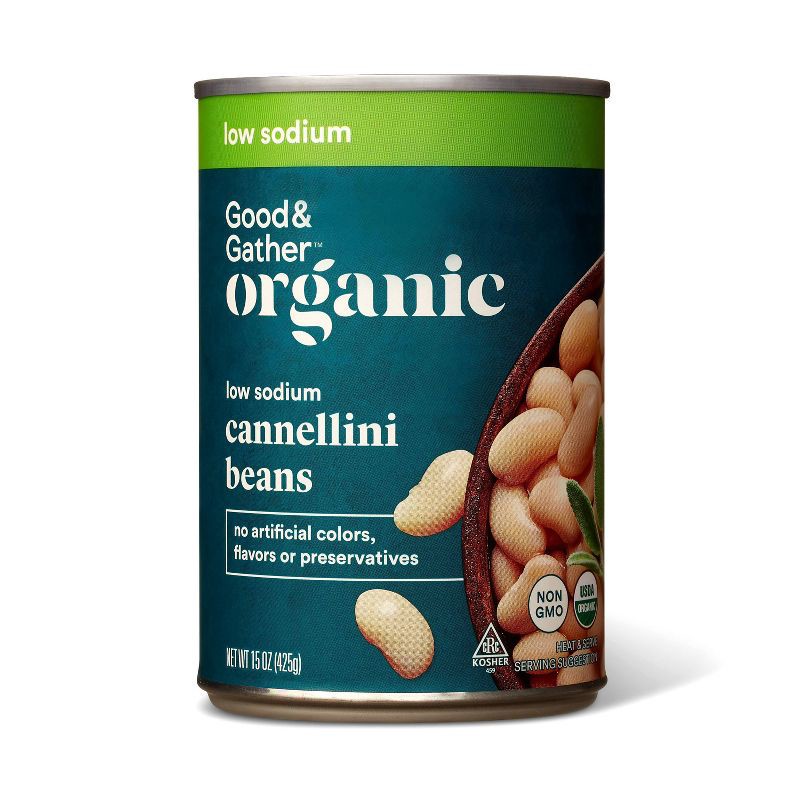 slide 1 of 3, Organic Low Sodium Cannellini Beans - 15oz - Good & Gather™, 15 oz