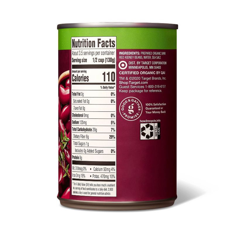 slide 2 of 3, Organic Low Sodium Dark Red Kidney Beans - 15oz - Good & Gather™, 15 oz