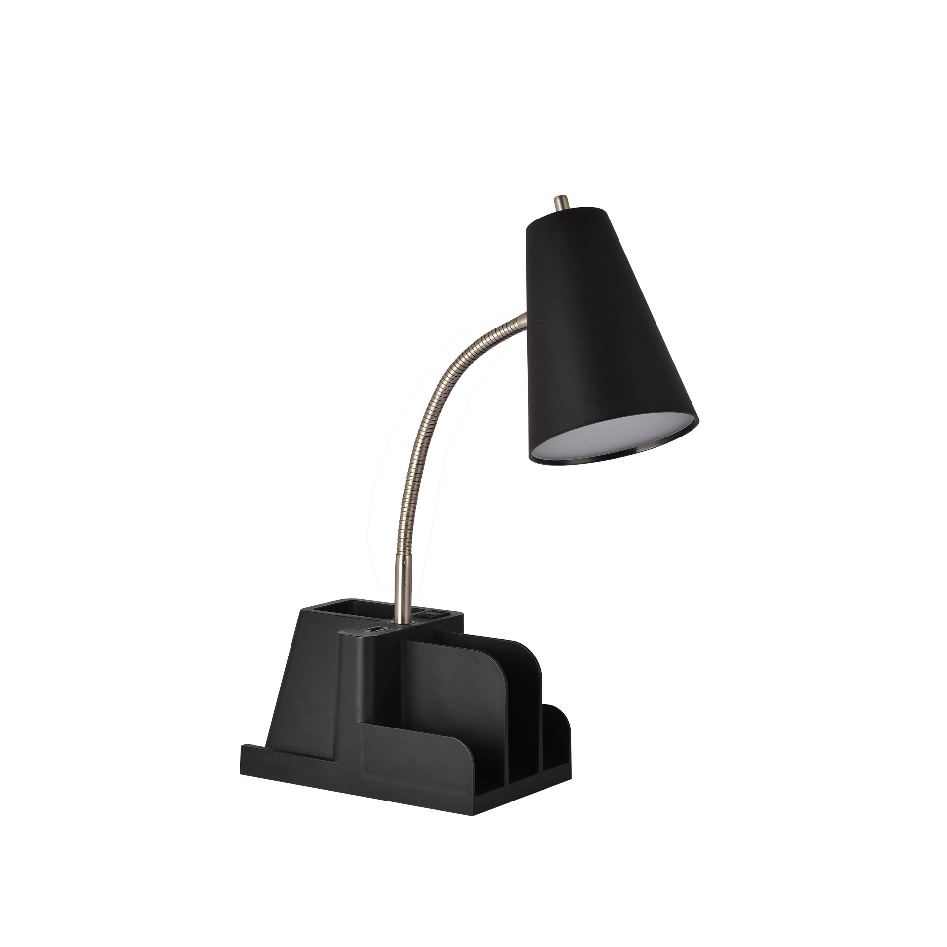 slide 1 of 5, Organizer Task Lamp (Includes LED Light Bulb) Black - Room Essentials, 1 ct