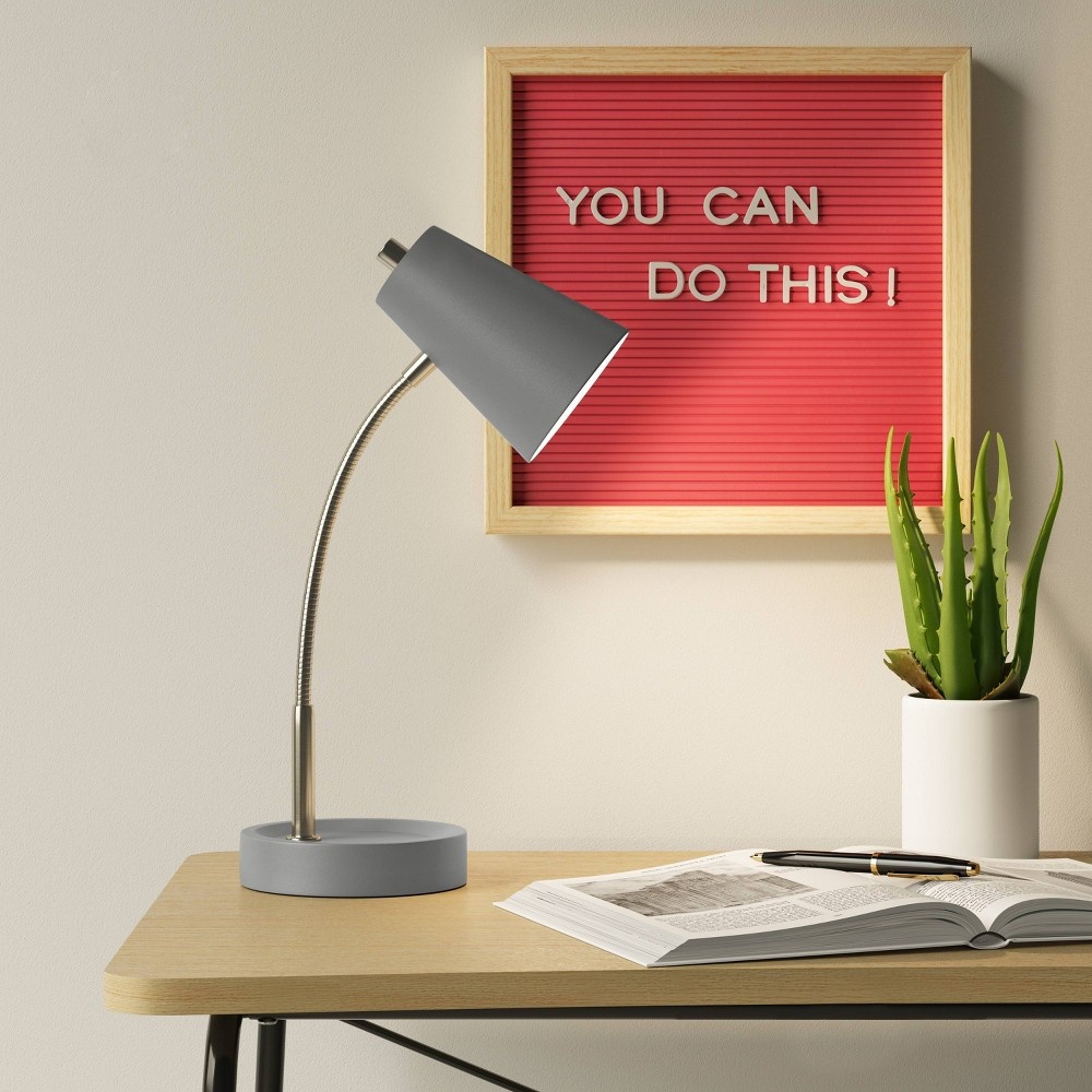 slide 5 of 5, Task Table Lamp (Includes LED Light Bulb) Dark Gray - Room Essentials, 1 ct