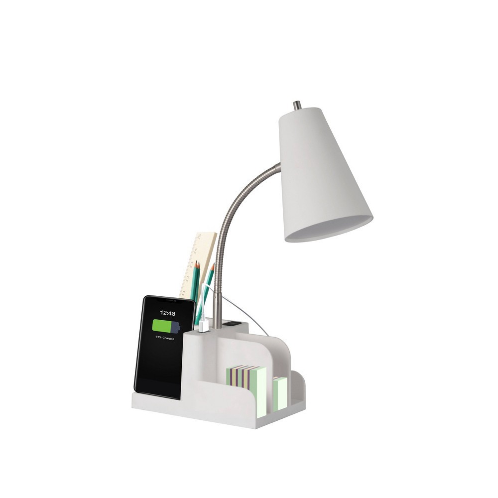 slide 5 of 9, Organizer Task Lamp (Includes LED Light Bulb) White - Room Essentials, 1 ct